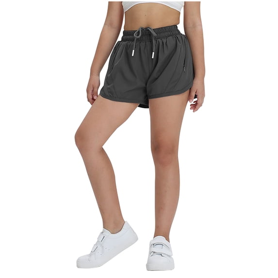CHEEREAM Girls Athletic Shorts with Zipper Pocket Liner Quick Dry Running Shorts for Kids Teen Girls Active Sports Shorts