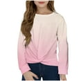 thumbnail image 1 of CHEEREAM Girls Casual Twist Front Lightweight Shirts Tie Dye Printed Long Sleeve Crop Tops Pullover Size 4-12 Years, 1 of 9