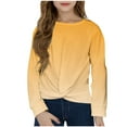 thumbnail image 1 of CHEEREAM Girls Casual Twist Front Lightweight Shirts Tie Dye Printed Long Sleeve Crop Tops Pullover Size 4-12 Years, 1 of 9