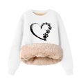 thumbnail image 1 of CHEEREAM Girls Fleece Lined Crewneck Sweatshirt Kids Heart Print Warm Pullover Sweater Sherpa Hoodie Fall Winter Clothes 2-12 Years, 1 of 3