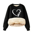 thumbnail image 1 of CHEEREAM Girls Fleece Lined Crewneck Sweatshirt Kids Heart Print Warm Pullover Sweater Sherpa Hoodie Fall Winter Clothes 2-12 Years, 1 of 3