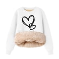 thumbnail image 1 of CHEEREAM Girls Fleece Lined Crewneck Sweatshirt Kids Heart Print Warm Pullover Sweater Sherpa Hoodie Fall Winter Clothes 2-12 Years, 1 of 3