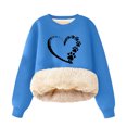 thumbnail image 1 of CHEEREAM Girls Fleece Lined Crewneck Sweatshirt Kids Heart Print Warm Pullover Sweater Sherpa Hoodie Fall Winter Clothes 2-12 Years, 1 of 3