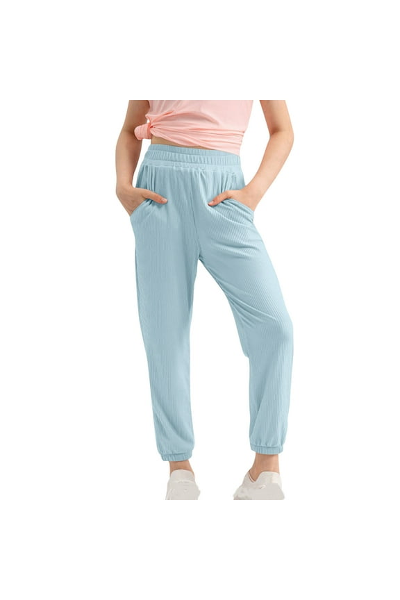 Girls' Jogger Sweatpants Soft Active Athletic Kids High Waisted Joggers Pants with Pockets for 5-15 Years