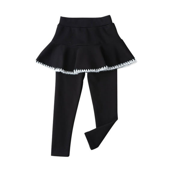 CHEEREAM Girls Leggings Toddler Pants Footless Leggings for Girl School Uniform Tutu Kids Ruffle Skirt Pull On Warm Clothes