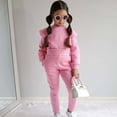 thumbnail image 1 of CHEEREAM Girls Long Sleeve Sweatshirts Sweatpants Sets Kids Fashion Solid Fall Winter Tracksuit Jogger Pullover Pants Sets, 1 of 1