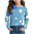 thumbnail image 1 of CHEEREAM Girls Long Sleeve T Shirts Kids Fall Tops Star Print Crewneck Basic Tees 3-14Years, 1 of 8