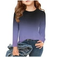 thumbnail image 1 of CHEEREAM Girls Long Sleeve Tops Crewneck Shirts Blouse Gradient Henely Top Casual Loose Tunic Tops for 3-14 Years, 1 of 5