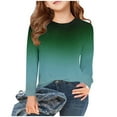 thumbnail image 1 of CHEEREAM Girls Long Sleeve Tops Crewneck Shirts Blouse Gradient Henely Top Casual Loose Tunic Tops for 3-14 Years, 1 of 5