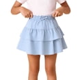 thumbnail image 1 of CHEEREAM Girls Mini Skirts High Elastic Waist Summer A-Line Floral Layered Ruffle Pleated Beach Drawstring Skirt For Kids Causal, 1 of 9