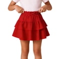thumbnail image 1 of CHEEREAM Girls Mini Skirts High Elastic Waist Summer A-Line Floral Layered Ruffle Pleated Beach Drawstring Skirt For Kids Causal, 1 of 9