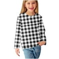 thumbnail image 1 of CHEEREAM Girls Plaid Long Sleeve Shirts Kids Casual Cute Casual Round Neck T Shirts Tops for 3-14 Years, 1 of 5