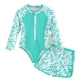 thumbnail image 1 of CHEEREAM Girls Rash Guard Swimsuits 2 Piece Long Sleeve Bathing Suit UPF 50+ Summer Swimwear with Shorts Size 4-12T, 1 of 6
