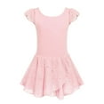 thumbnail image 1 of CHEEREAM Girls Ruffle Sleeve Ballet Dance Dress Tutu Skirted Leotard Ballet Outfits Dance Leotard for Girls 4-13 Years Pink 150, 1 of 3