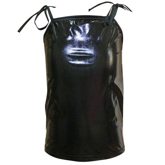 CHEEREAM Girls Shiny Metallic Camisole Cami Tank Top Tee Dance Sports Vest Shirts Casual Undershirts