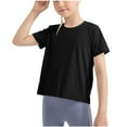thumbnail image 1 of CHEEREAM Girls Short Sleeve Shirts Workout Quick Dry T-Shirt Back Split Basic Tee Tops for Kids Teens Sports Activewear, 1 of 8