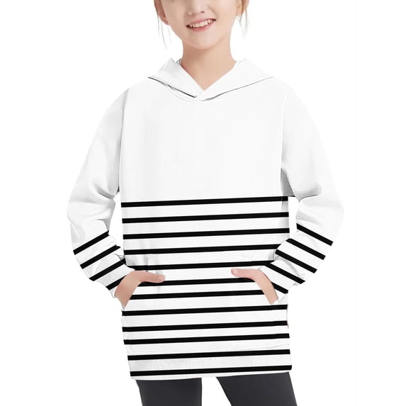 CHEEREAM Girls Striped Sweatshirt Casual Long Sleeve Hoodies Tops Teen Girls Y2K Preppy Clothes with Pockets 4-14T