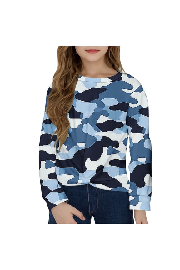 Girls Trendy Twist Front Shirts Spring Casual Long Sleeve Pullover Tops Loose Fit Lightweight Crewneck Shirts for 4-12Y