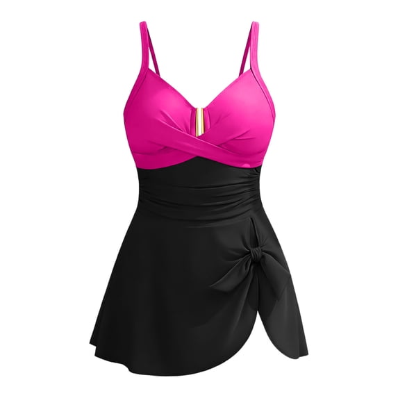 CHEEREAM Girls Tummy Control One Piece Swimsuits Criss Cross Cami Bathing Suits Kids U-Wire Ruched Swim Dress Bowkot Decorated