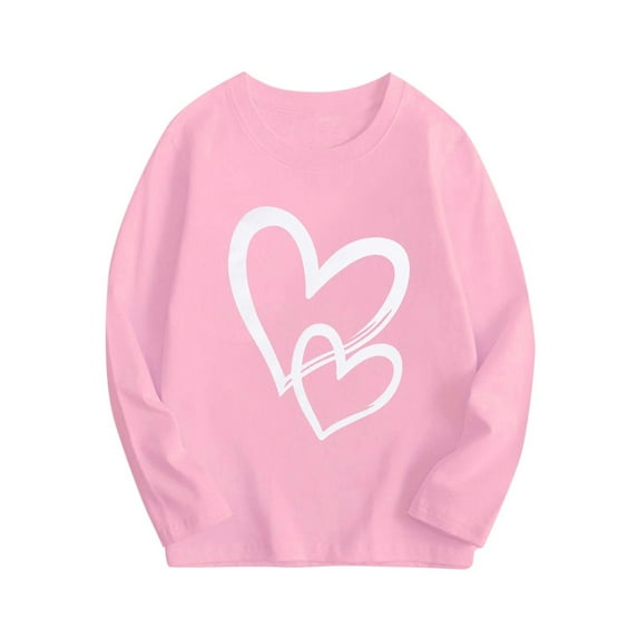 CHEEREAM Girls Valentine Sweatshirt Cute Valentine Day Shirt with Love Heart Graphic Long Sleeve Crewneck Spring Tops 2025