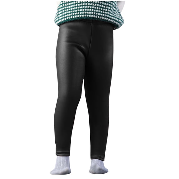 CHEEREAM Girls Winter Warm Pants Thick Fleece Lined Faux Leather Stretchy Teens Leggings for 3-10 Years