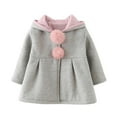 thumbnail image 1 of CHEEREAM Infant Baby Toddler Girl Fall Winter Hooded Coat Sweet Rabbit Hood Jackets Outerwear for 3M-4Y, 1 of 4
