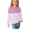 thumbnail image 1 of CHEEREAM Kid Girls Boat Neck Striped T Shirt Long Sleeve Tees Casual Loose Fit Blouses Tops Trendy Spring Fall, 1 of 6