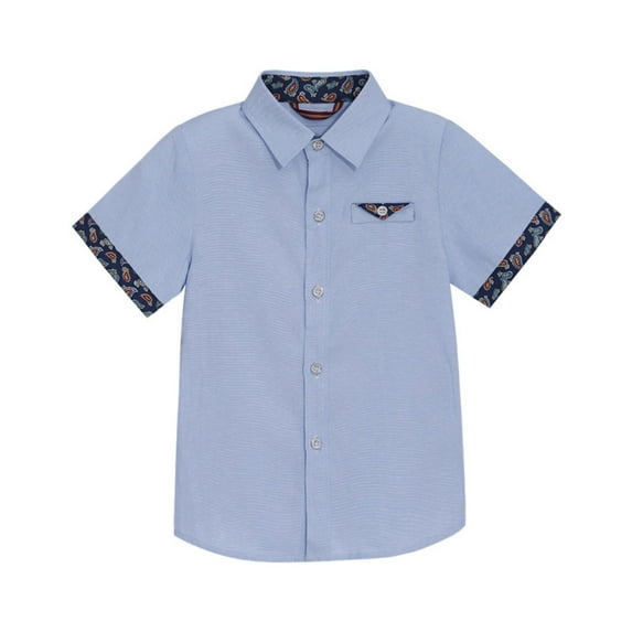 CHEEREAM Kids Boys Button Down Shirts Short Sleeve Lapel Floral Print Summer Casual Dress Tee Shirts Size 3-11T