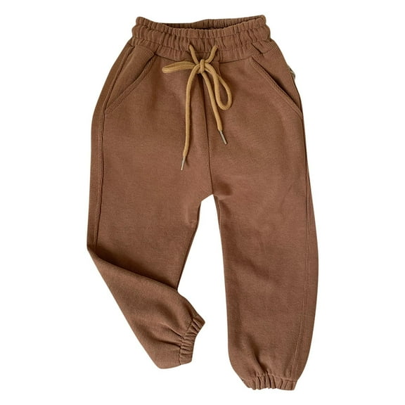 CHEEREAM Kids Boys Jogger Pants Toddler Boys' Drawstring Elastic Waist Cotton Solid Pants Casual Sweatpants for 3-10 Years