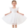 thumbnail image 1 of CHEEREAM Kids Cute Ruffle Polka Dots A-Line Square Neck Tulle Dresses Girls Elegant Summer Swing Birthday Party Dress, 1 of 7