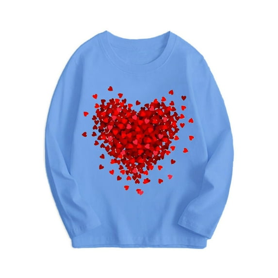 CHEEREAM Kids Girl Love Heart Shirts Casual Long Sleeve Valentine's Day Graphic Pullover Tees Shirt for 3-10 Years