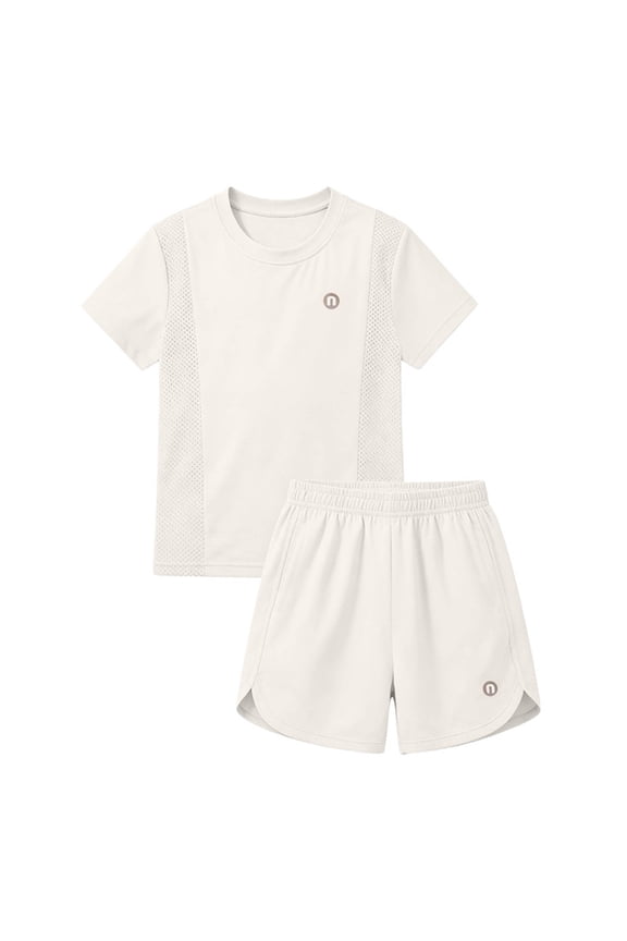Kids Summer Outfits 2 Pack UPF50+ Crew Neck Short Sleeve Tops & Side Splited Shorts Two-piece Set Boys Causal Leisure Daily Wear