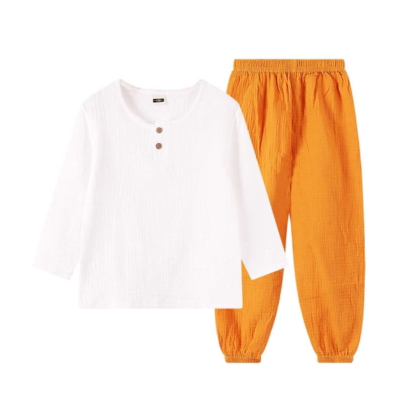 CHEEREAM Kids Summer Outfits Active Jogger Pants and Button Crew Neck Long Sleeve Shirt Boys Comfy Leisure Summer 2-Piece Sets