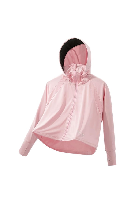 Kids UPF 50+ Athletic Sun Protection Jacket Boys Girls Zip Up Hoodie Cooling Shirt Pockets Running Outdoor