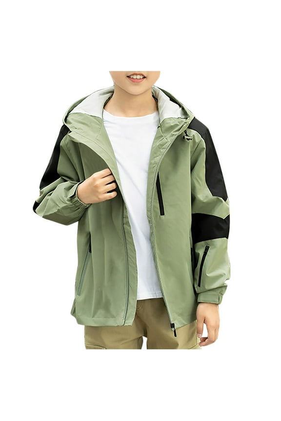 Litter Girls Boys Waterproof Rain jacket Lightweight Active Outdoor Raincoat Kids Full Zipper Windbreakers with Hood 6-13 Years