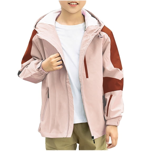CHEEREAM Litter Girls Boys Waterproof Rain jacket Lightweight Active Outdoor Raincoat Kids Full Zipper Windbreakers with Hood 6-13 Years