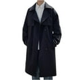thumbnail image 1 of CHEEREAM Man's Double Breasted Trench Coat Oversized Casual Windbreaker Lapel Long Jacket Overcoat with Pockets Black M, 1 of 4
