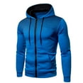 thumbnail image 1 of CHEEREAM Men Casual Hoodies with Zip Pockets Full Zip Long Sleeve Sweatshirt Sports Hooded Jacket Color Block Slim Fit Sweatshirts Blue XL, 1 of 3