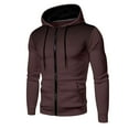 thumbnail image 1 of CHEEREAM Men Casual Hoodies with Zip Pockets Full Zip Long Sleeve Sweatshirt Sports Hooded Jacket Color Block Slim Fit Sweatshirts Coffee XL, 1 of 3