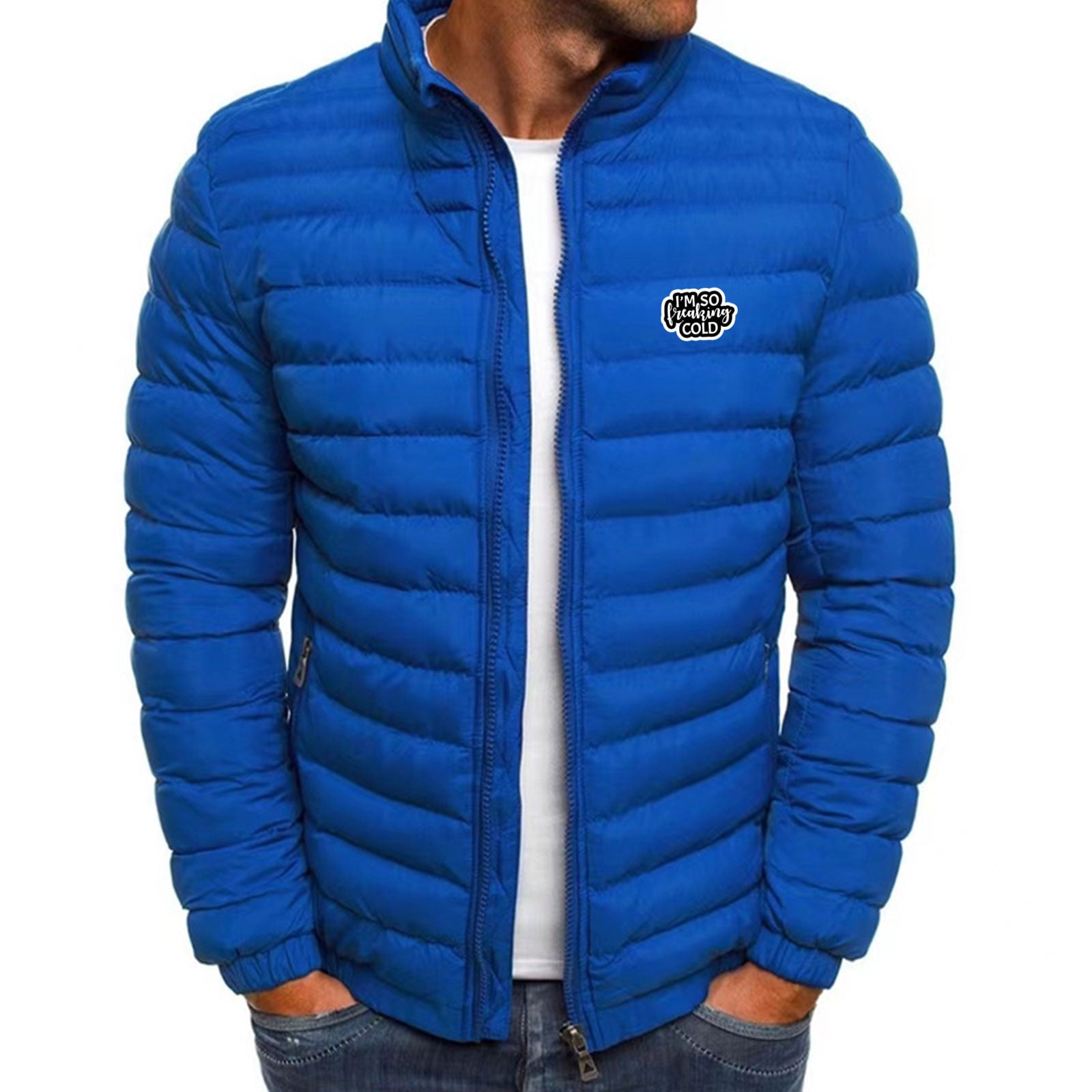 Cheeream Men Winter Jackets Warm Down Jacket Full Zip Puffer Jacket Quilted Insulated Jacket