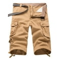thumbnail image 1 of CHEEREAM Men's 3/4 Capri Cargo Pants Outdoor Hiking Shorts Below Knee Cropped Trousers Multi-Pocket Outdoor Short Pants Khaki 3XL, 1 of 9