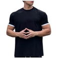 thumbnail image 1 of CHEEREAM Men's Athletic T-Shirt Short Sleeve Contrast Trim Top Casual Workout Sports Summer Shirts Black M, 1 of 6