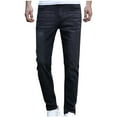 thumbnail image 1 of CHEEREAM Men's Blue Slim Fit Jeans Stretch Destroyed Ripped Skinny Jeans Side Striped Denim Pants with Pockets Black M, 1 of 8