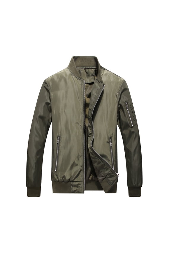 Men's Bomber Jacket Lightweight Casual Stylish Light Flight Jacket Windbreaker Varsity Jackets Army Green M