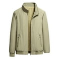 thumbnail image 1 of CHEEREAM Men's Bomber Jacket Stand Collar Sherpa Lined Jackets Full Zipper Casual Fall Winter Warm Coats Outwear with Pockets Khaki L, 1 of 3