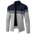 thumbnail image 1 of CHEEREAM Men's Cardigan Sweaters Knitted Stand Collar Regular Fit Jacket Full Zip Fleece Lined Winter Warm Coat Navy XXL, 1 of 8