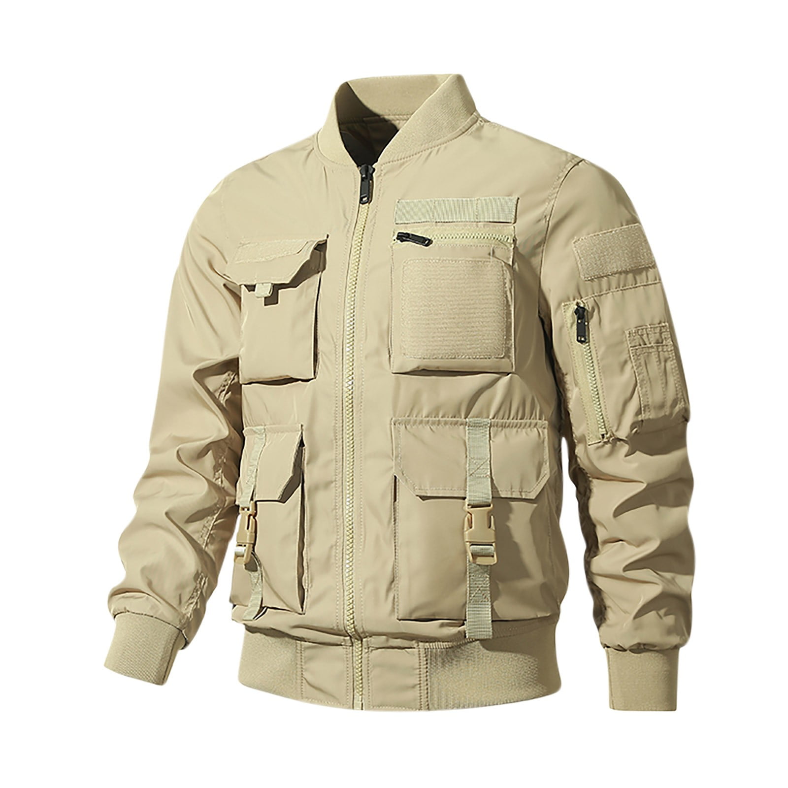 マイ　MILITARY DOCKING COLORLESS JACKET CHEEREAM Men's Cargo Lightweight Jacket Multi Pockets Zip Front