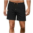 thumbnail image 1 of CHEEREAM Men's Casual Cotton Shorts 5 Inch Summer Beach Shorts Lightweight Drawstring Elastic Waist Chino Golf Shorts Black L, 1 of 8