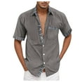 thumbnail image 1 of CHEEREAM Men's Casual Short Sleeve Button Down Dress Shirt Plaid Collar Work Shirts with Pocket, 1 of 5