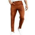 thumbnail image 1 of CHEEREAM Men's Classic Fit Dress Pants Flat Front Straight Formal Pants Wrinkle Free Expandable Waist Suit Pants Orange XL, 1 of 6